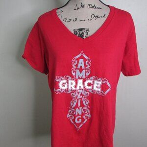 Amazing Grace T-Shirt XL Red Gray White Short Sleeve